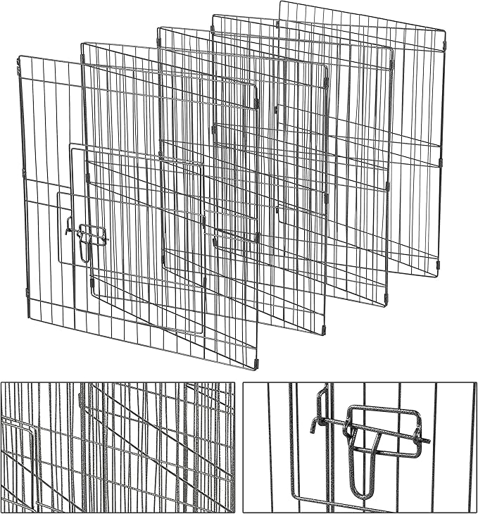 Yaheetech 24 inch Black Metal Pet Playpen 16 Panel Foldable Playpen - Image 4