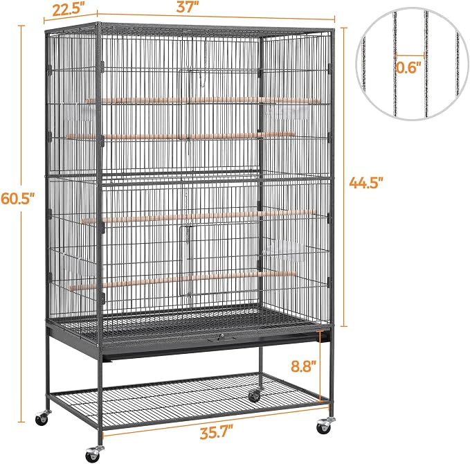 Yaheetech 60.5inch Extra Large Bird Cage Metal Parrot Cage Flight Cage - Image 5