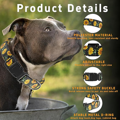 Dog Collar for Boys Girls, Sunflower Puppy Collar for Small Medium Large Dogs - Image 2