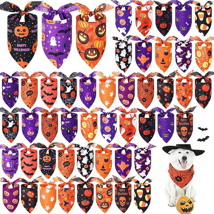 Abbylike 50 Pcs Halloween Dog Bandanas Bulk Pumpkin Bandanas by Abbylike