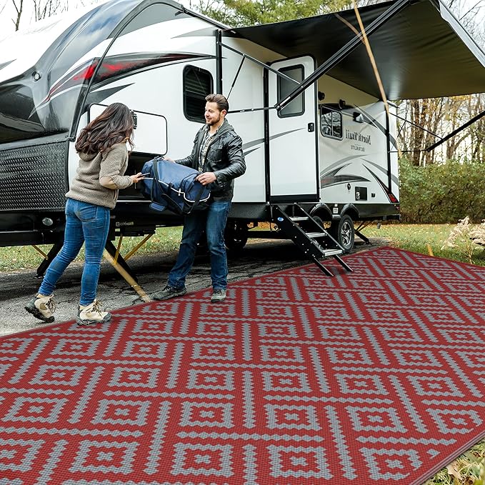 GENIMO Outdoor Rug for Patio Clearance, Lightweight Waterproof RV Camping Mat by GENIMO