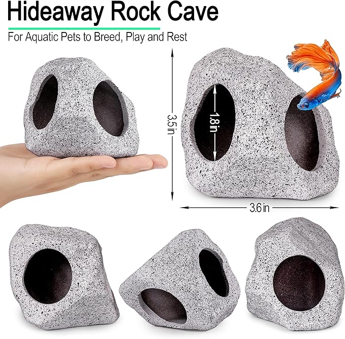 MyLifeUNIT Fish Tank Decor, Silk Aquarium Plants and Hideaway Rock Cave Decor - Image 4