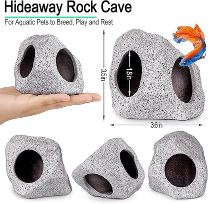 MyLifeUNIT Fish Tank Decor, Silk Aquarium Plants and Hideaway Rock Cave Decor - Image 4
