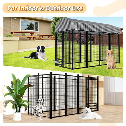 Large Dog Kennel Outside with Roof, Heavy-Duty Indoor Outdoor Dog Run Dog - Image 8