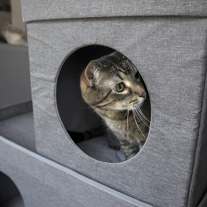 Kitty City Large Stackable Cat Condo & Cube House, Modular Indoor Cat Furniture - Image 9