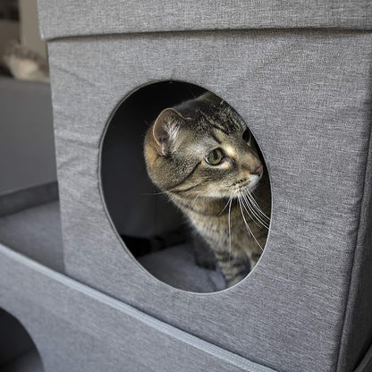 Kitty City Large Stackable Cat Condo & Cube House, Modular Indoor Cat Furniture - Image 9