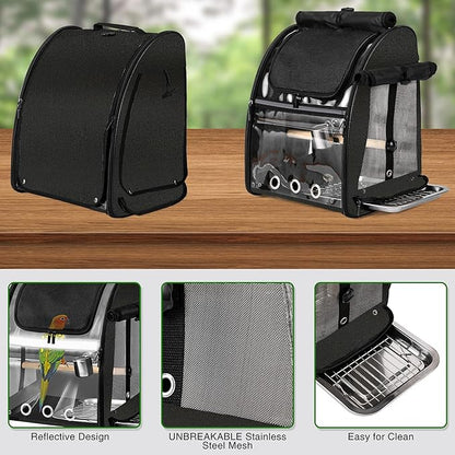 SUERTREE Bird Carrier Bag with Indestructible Stainless Steel Mesh, Bird Travel - Image 3