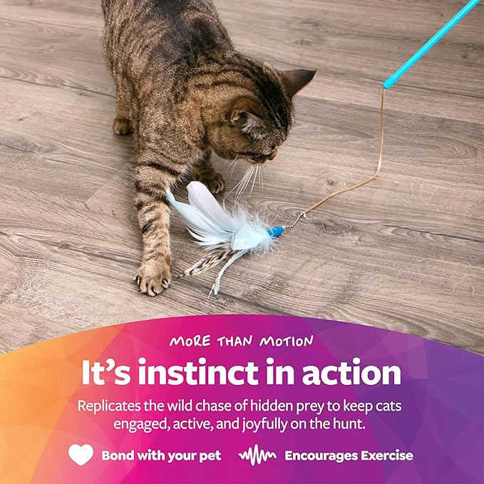 SmartyKat Frisky Flyer Feather Wand Cat Toy, Extendable Up to 24" - Image 5
