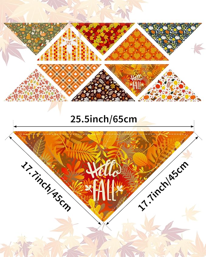 PET SHOW 50 Pack Fall Dog Bandanas Bulk Washable Thanksgiving Autumn Maple - Image 2