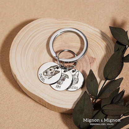MignonandMignon Custom Pet Portrait Keychain Personalized Multiple Dog Cat - Image 5