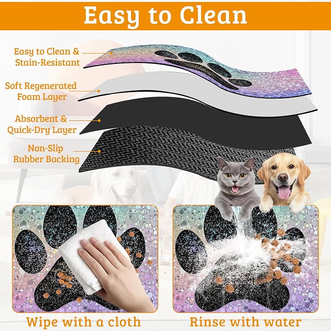 Pet Feeding Mat, Dog Paw Absorbent Dog Cat Food Mat Dog Mat - Image 5