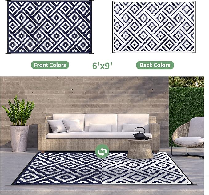 GENIMO Outdoor Rug for Patio Clearance, Reversible Plastic Camping Rugs - Image 4