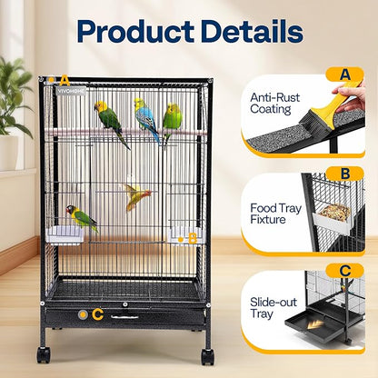 VIVOHOME 30 Inch Height Wrought Iron Bird Cage - Image 3