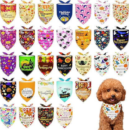 30 Pack Halloween Thanksgiving Dog Bandanas Bulk Stitch Dog Bandanas Small Dogs by Bestwishforyou