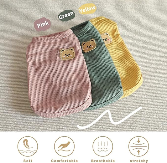 Waffle Knit Cat & Dog T Shirt for Small Dogs, Stretchable Puppy Shirt for - Image 2