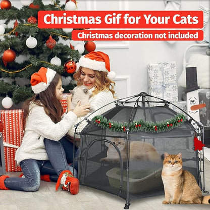EighteenTek® Catio Outdoor Cat Enclosure 3-Tier Pop up Cat Tent Playpen | - Image 7