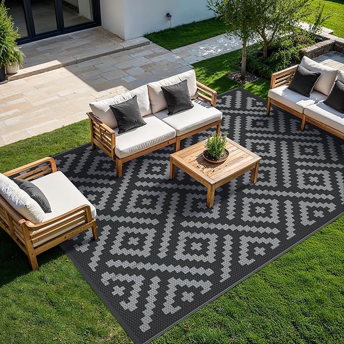 GENIMO Outdoor Rugs 8x10 Waterproof, Reversible Mats, Area Plastic Straw Rug - Image 4