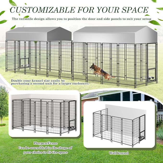 Grepatio Outdoor Dog Kennel for Large Dogs, Heavy Duty Welded Wire Steel Dog - Image 6