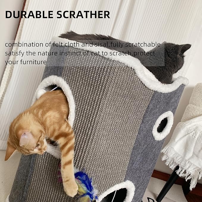 4-Level Cat House for Indoor Cats, Covered Cat Beds and Furniture - Image 3