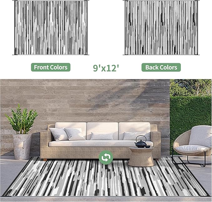 GENIMO Outdoor Rug for Patio Clearance, Reversible Plastic Straw Rugs for RV - Image 2