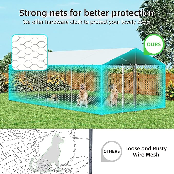 20'x10' Large Outdoor Dog Kennel, Heavy Duty Dog Enclosure - Image 2