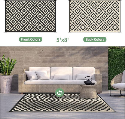 GENIMO 5x8 Outdoor Rug Waterproof, Reversible Mats, Area Rug, Plastic Outside - Image 4