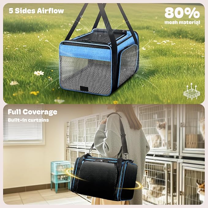 Top and 2 Sides Expandable Pet Carrier 17x11x9.5, TSA Airline Approved Small - Image 3
