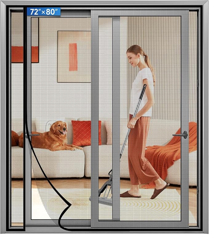 Magnetic Screen Door Left Right Side Opening Upgraded PET Mesh Greater Than by Longeas