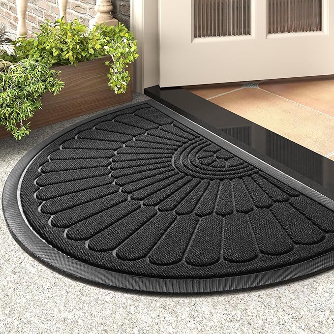 tchdio Door Mat Outdoor Indoor Entrance Doormat-Semicircular Durable Rubber Non by Tchdio