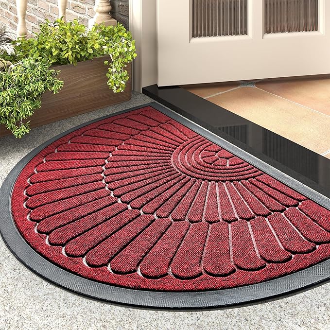 tchdio Door Mat Outdoor Indoor Entrance Doormat-Semicircular Durable Rubber Non by Tchdio