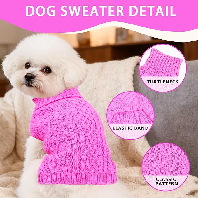 Dog Sweaters Small Dog Clothes Winter Turtleneck Puppy Sweater Warm Pet Cat - Image 3