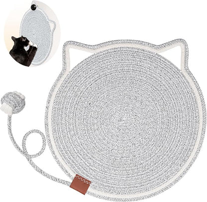 Cat Scratcher Mat, Natural Cotton Rope Cat Scratch Pad, 15.7'' Round Horizontal by LetalongPetSupplies