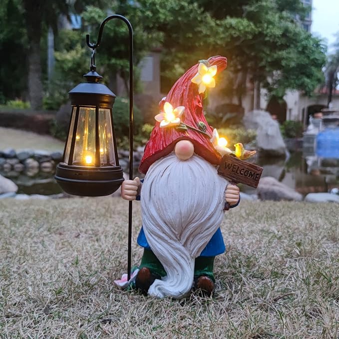 Solar Gnome Garden Statues Outdoor Décor by Yardancer