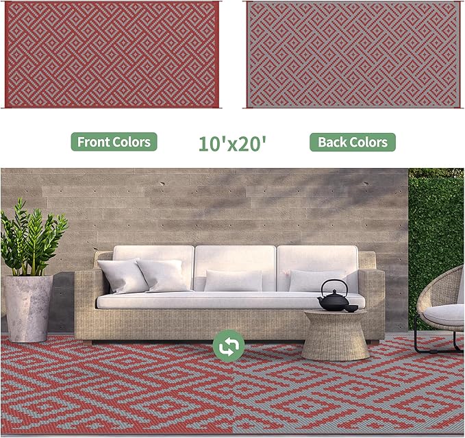 GENIMO Outdoor Rug for Patio Clearance, Lightweight Waterproof RV Camping Mat - Image 2
