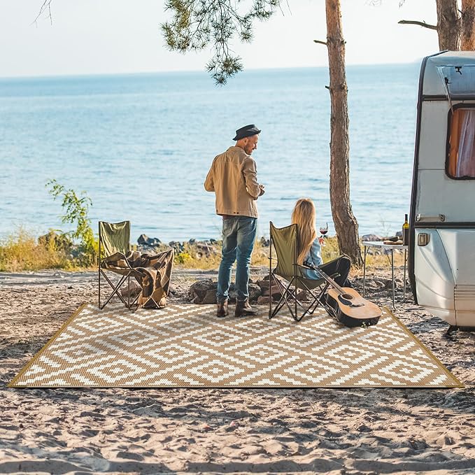 GENIMO Outdoor Rug for Patio Clearance, Reversible Plastic Straw Rugs for RV - Image 2