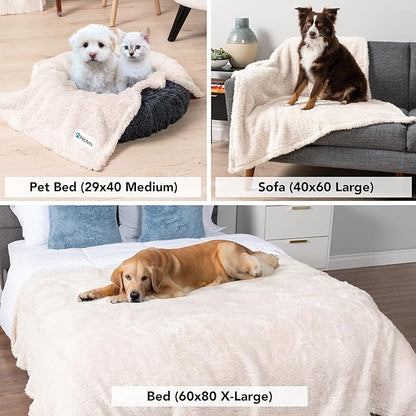 PetAmi Dog Blanket for Small Medium Dogs Beige, Fluffy Soft Puppy Blanket - Image 5