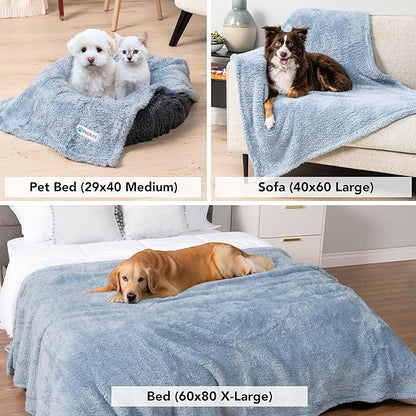 PetAmi Dog Blanket for Small Dogs Blue, Fluffy Soft Puppy Blanket, Sherpa - Image 5