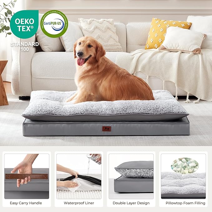 2-Pack XL Waterproof Dog Bed Large Size Dogs, Plush Cushion & Orthopedic - Image 6