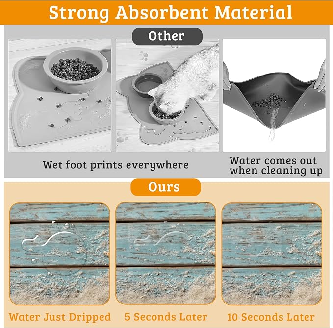 Sand Starfish Dog Cat Food Mat, Wood Board Absorbent Waterproof Placemat - Image 3