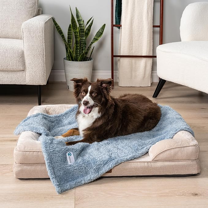 PetAmi Dog Blanket for Small Dogs Blue, Fluffy Soft Puppy Blanket, Sherpa - Image 3