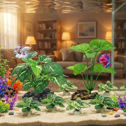 10 PCS Aquarium Decorations Silk Aquarium Plants Betta Fish Tank Decor - Image 3