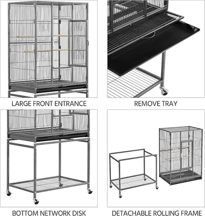 Yaheetech 54-inch Wrought Iron Standing Large Parrot Parakeet Flight Bird Cage - Image 7