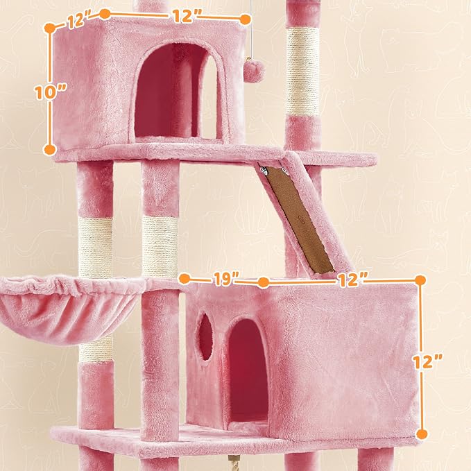 Yaheetech Cat Tree, 82.5in Super Tall Tower w/Cute Top Perches, Scratching Posts - Image 8