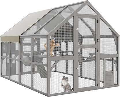 DWVO Extra Large Catio Outdoor Cat Enclosure, 110 inch Outside Cattery by DWVO