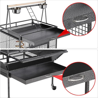 Yaheetech 69-inch Wrought Iron Rolling Large Parrot Bird Cage - Image 4