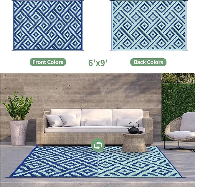 GENIMO Outdoor Rug for Patio Clearance, Reversible Plastic Straw Rugs for RV - Image 4