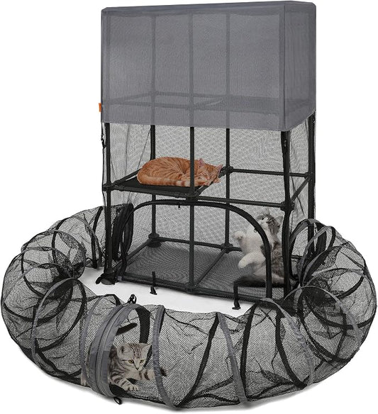 Catio Outdoor Cat Enclosure for Cats & Small Animals, Pet Playpen Cat Climber by PETEASE