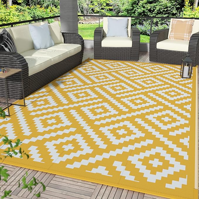 GENIMO Outdoor Rug for Patio Clearance, Lightweight Waterproof RV Camping Mat by GENIMO
