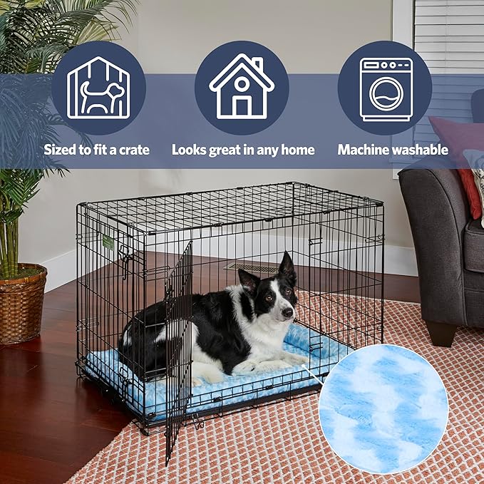 MidWest Homes for Pets QuietTime Fashion XS Dog Bed – Blue Faux Fur Bolster - Image 3