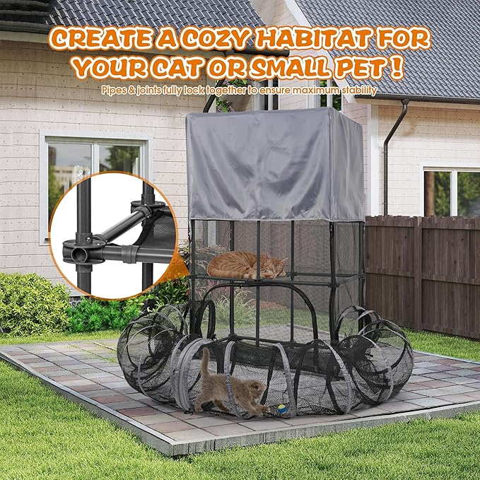 Catio Outdoor Cat Enclosure for Cats & Small Animals, Pet Playpen Cat Climber - Image 5